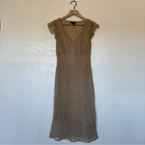 Faith, Love, Passion Tan Dotted Midi Dress Size 4